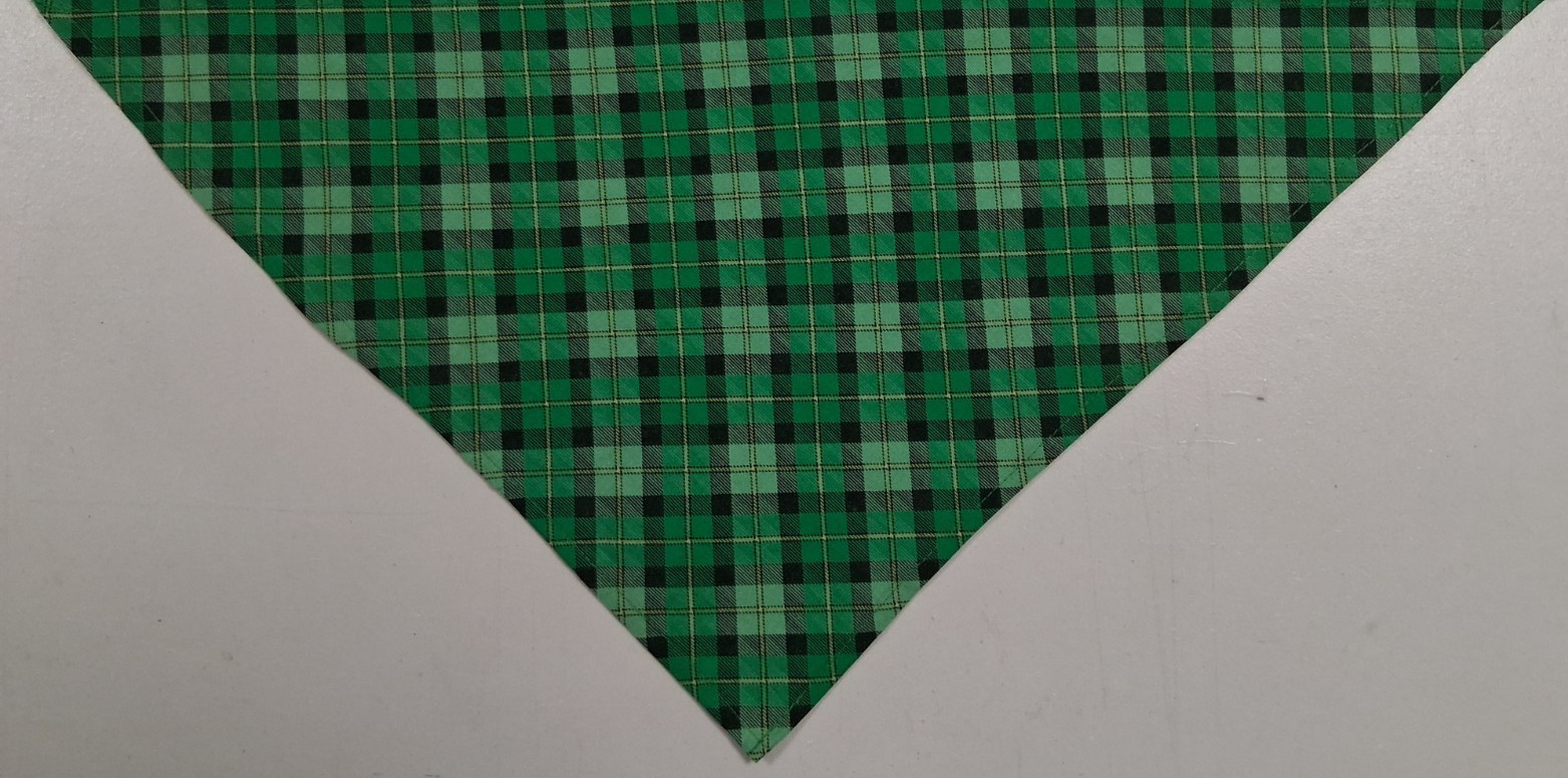Dog Bandana, Tie On, Green, Black, Tartan Plaid, St. Patrick's Day, S, M, L