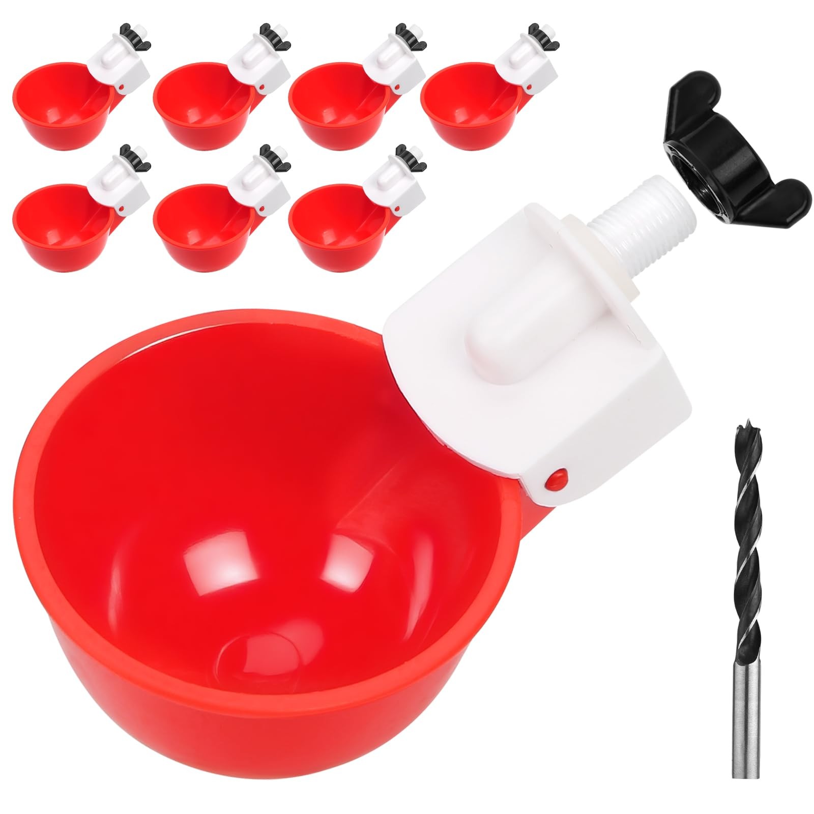 Tibaebe Chicken Waterer Cups, 8 Pack Red Automatics Small, red 