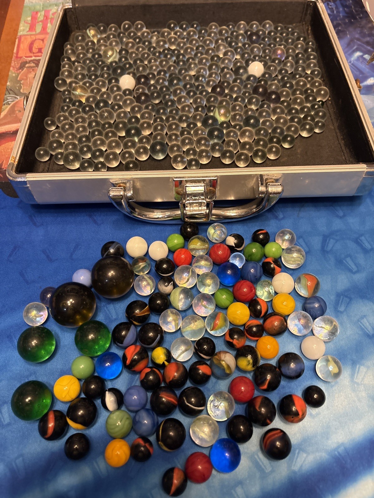 Vintage Marble Lot With Thompson 1915 Case Shooters Cats Eye Patch Marbles 200+