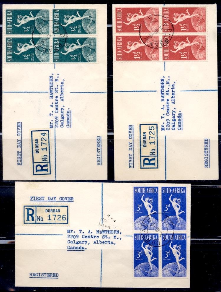 SOUTH AFRICA SEL OF 5 DIFF 1930's-60's FDC
