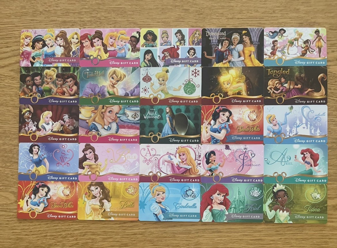 25 Disney Disneyland Gift Cards **No Value**Various Princess’s,Tinker Bell,  etc