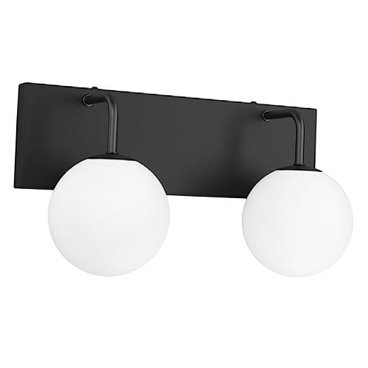  Vanity Light Fixtures, 2-Light Modern Bathroom Light Over 14.2 inch Black