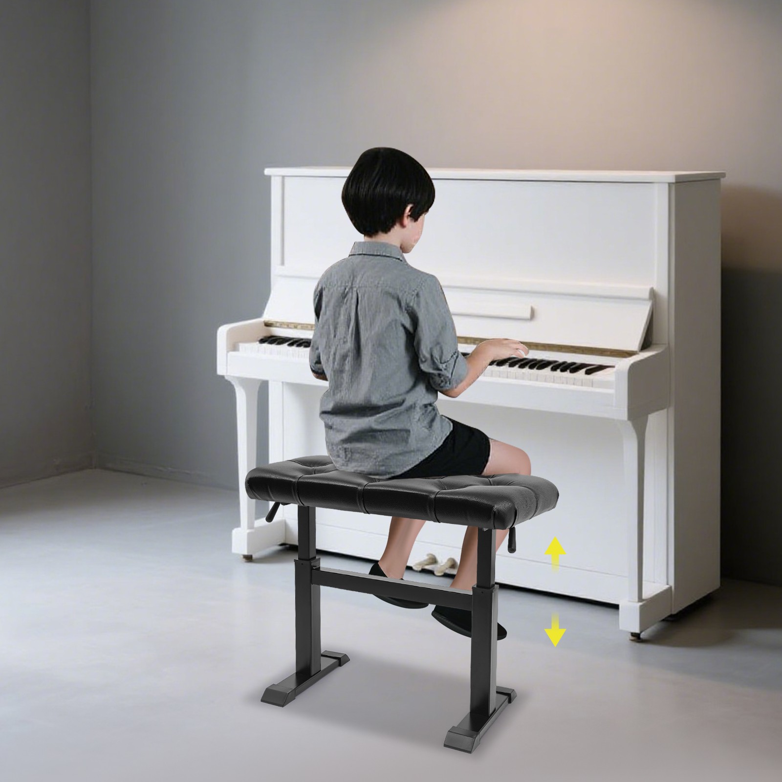 Height Adjustable Piano Bench Hydraulic Lifting Keyboard Bench Heavy Piano Stool
