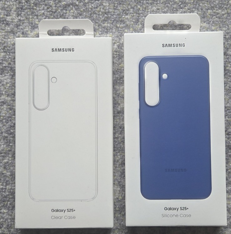 1x SAMSUNG GALAXY S25+ PLUS SILICONE CASE BLUE and 1x CLEAR CASE OEM