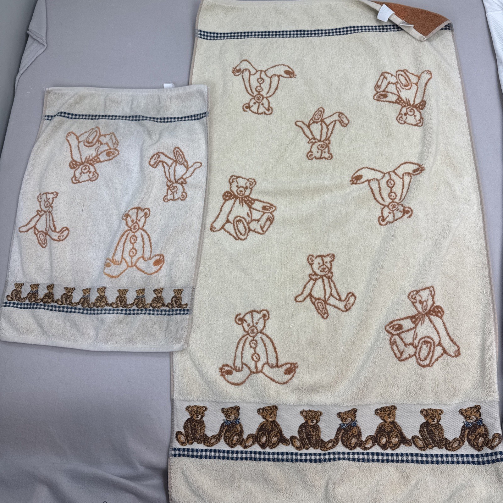 Set Of 2 Jubilee 100% Cotton Bath/Hand Towels Set Teddy Bear Caramel