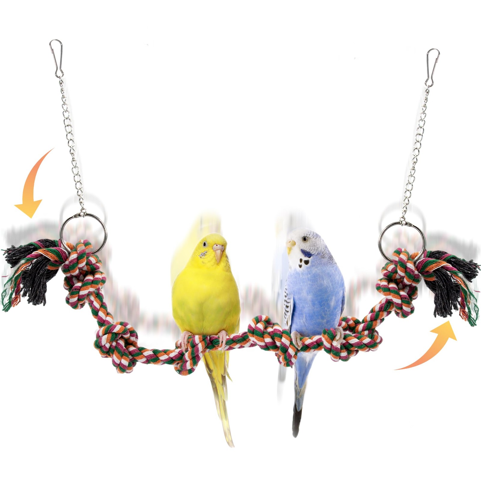 Jevnd Bird Rope Perch & Swing Toy, Sturdy Knotted Parrot Cotton Colourful 