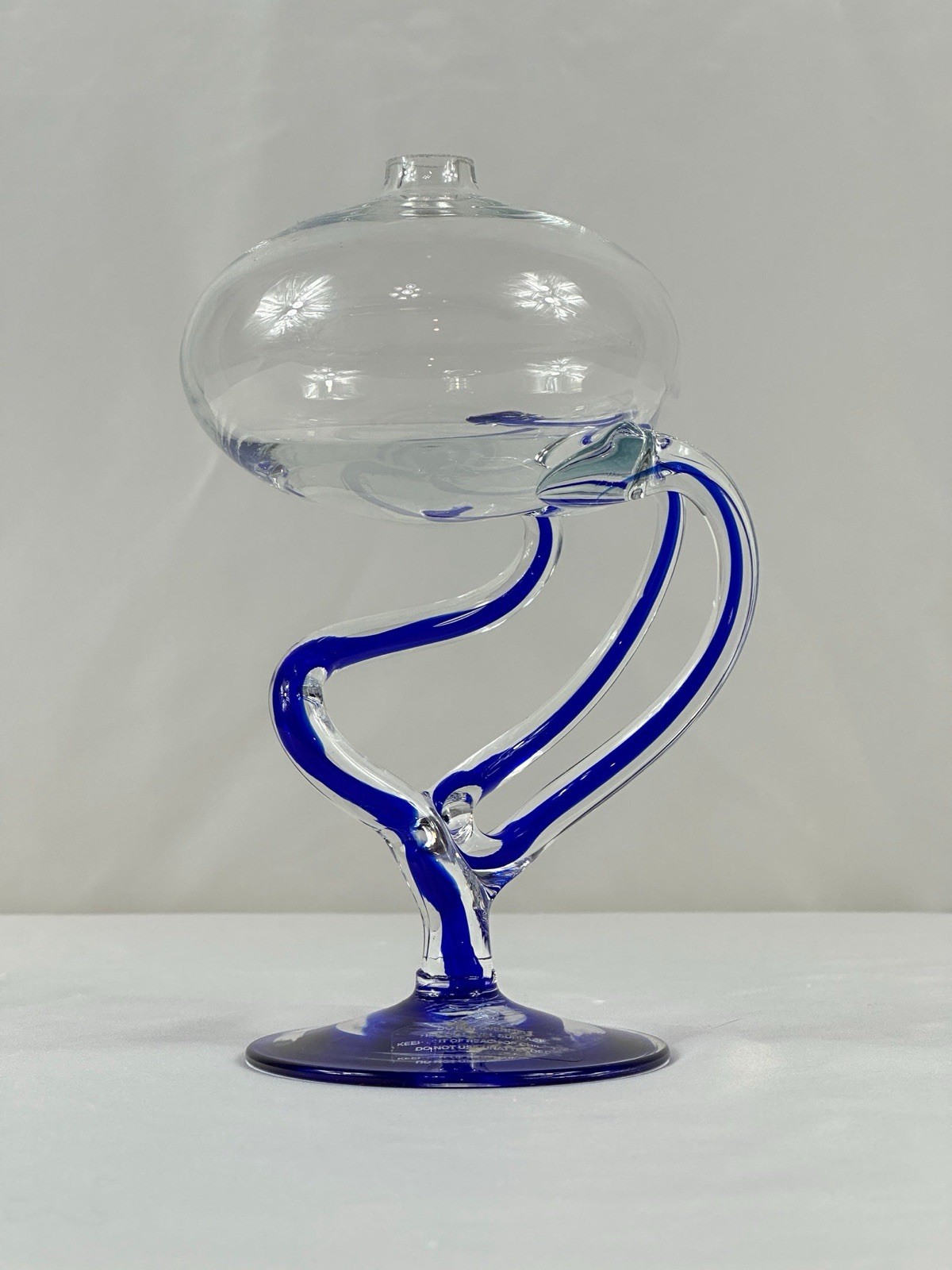 Vintage Jozefina Krosno Poland Hand Made Jellyfish Art Glass 7.25” Oil Lamp