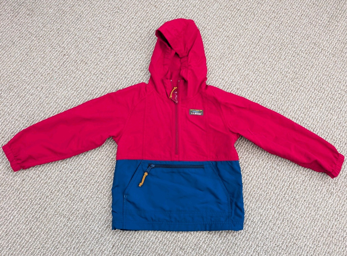 LL Bean Color Block  Anorak Jacket  Pullover Windbreaker Outdoors Kids 5-6 M