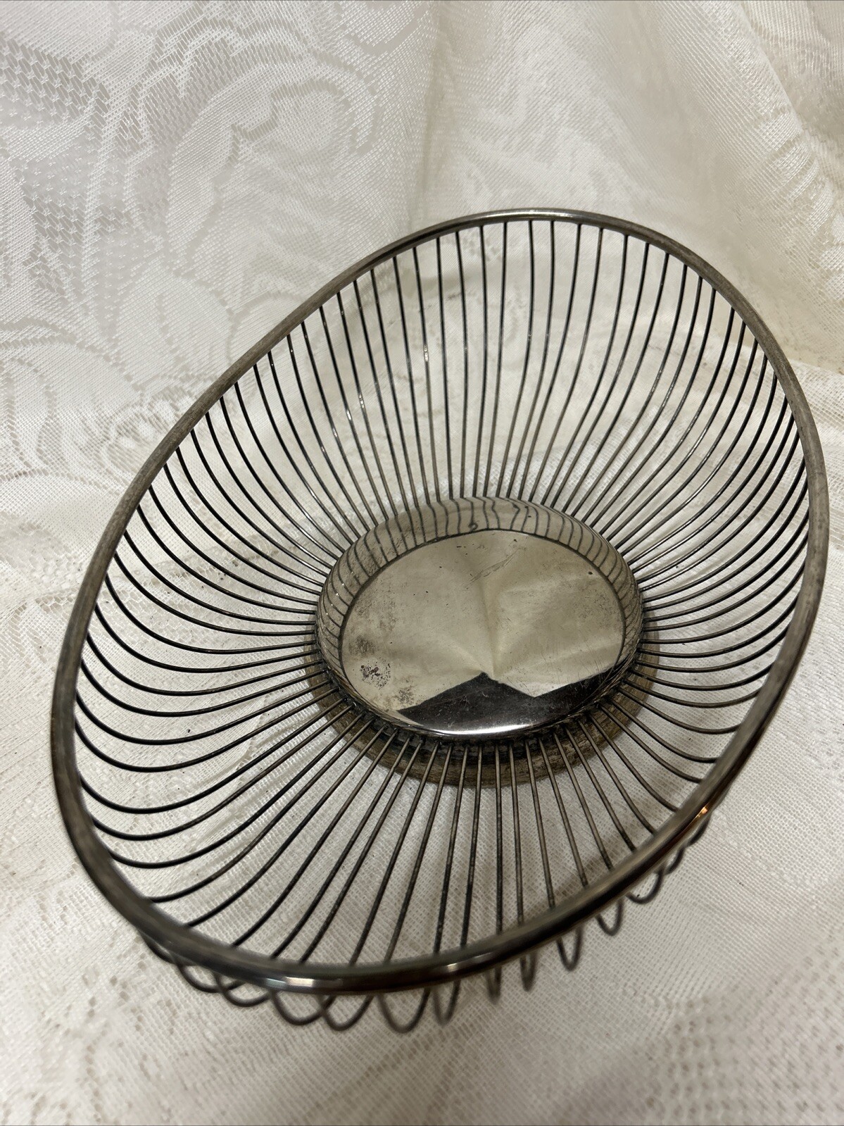 Vintage  Oval SilverPlate Wire Bread Fruit Basket Raimond Italy MCM