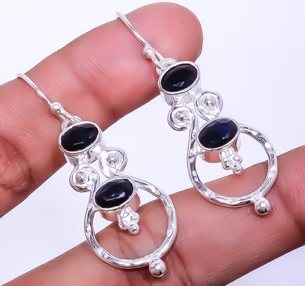 Black Onyx 925 Sterling Silver Handmade Earring 1.76" A80