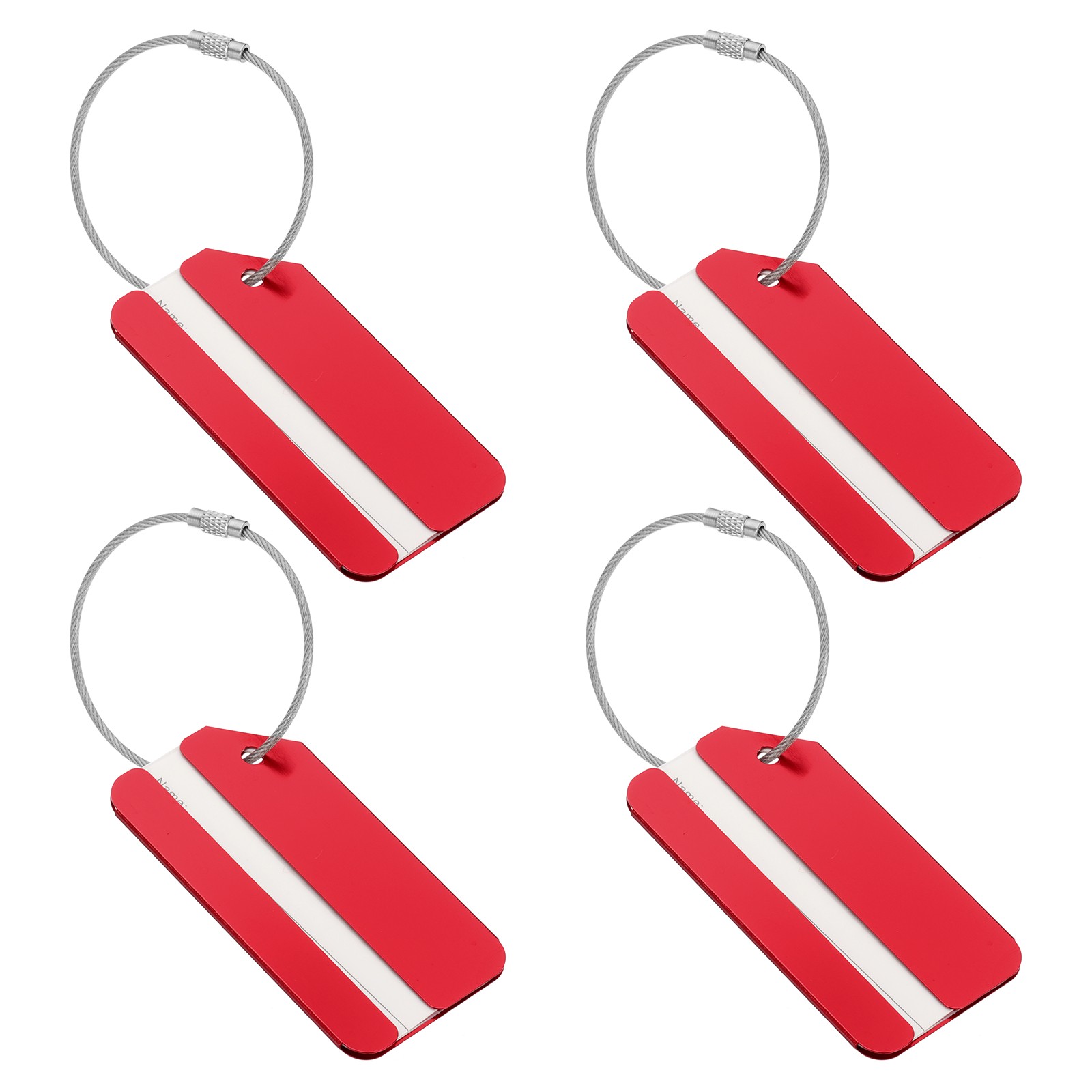 4 Pcs Aluminum Luggage Tags, Suitcase Tags Identifiers, Red