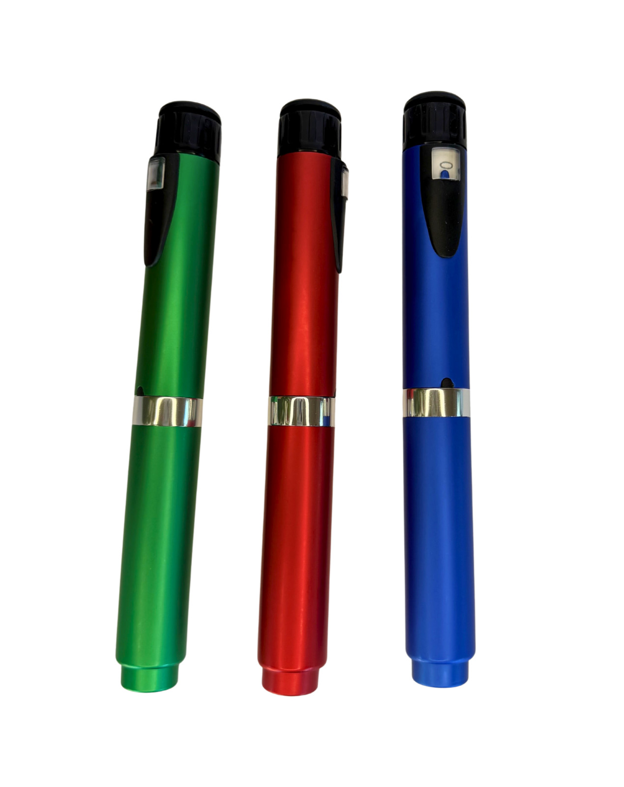 GXZ Health 3 V2 Reusable Pen Injectors- 3 Blue Green & Red w/ 6 FREE cartridges