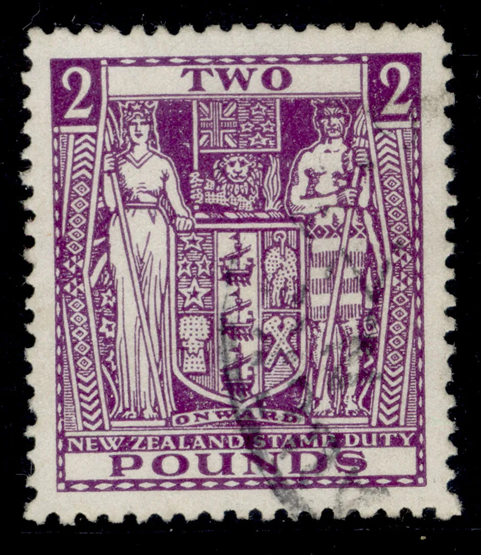 NEW ZEALAND GVI SG F206, £2 bright purple, FINE USED. Cat £55.