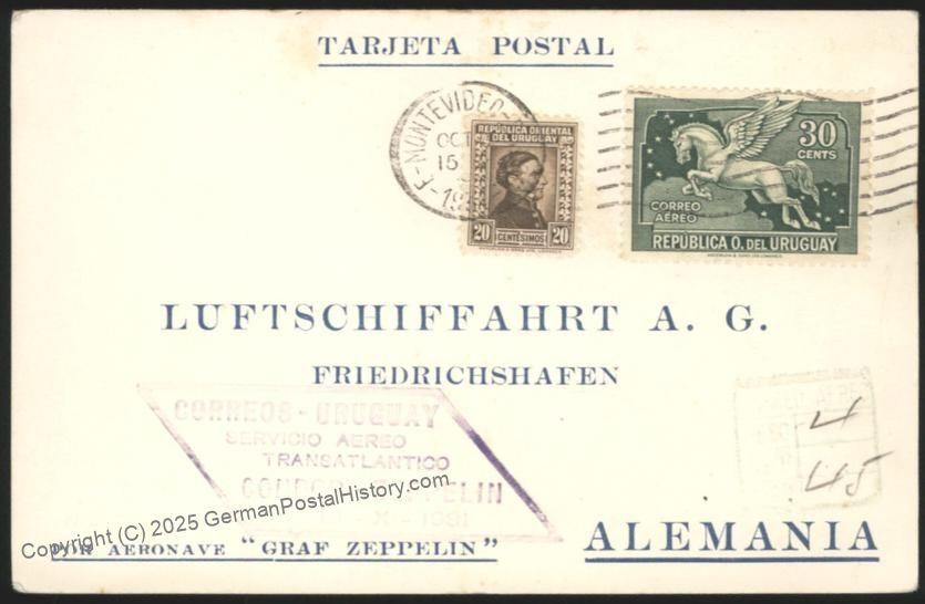 Uruguay 1931 Graf Zeppelin 3rd SAF Mi231E Cover Sieger Estate 113736