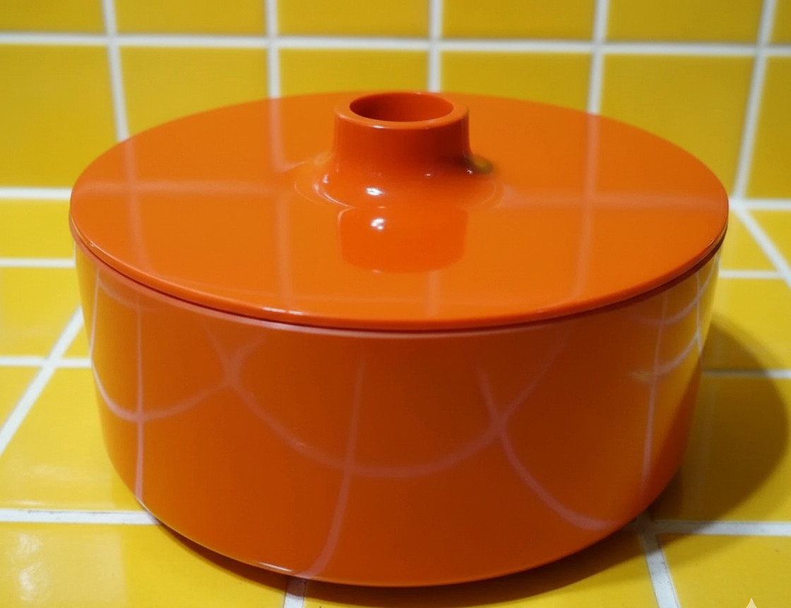Vtg Heller Massimo Vignelli Orange Melamine Lidded Bowl Stacking Container MCM