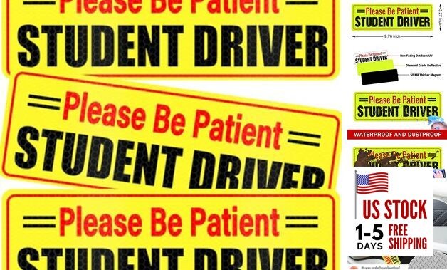  Magnet - Please Be Patient, Magnetic Sign, 3Pcs Reflective Student Driver