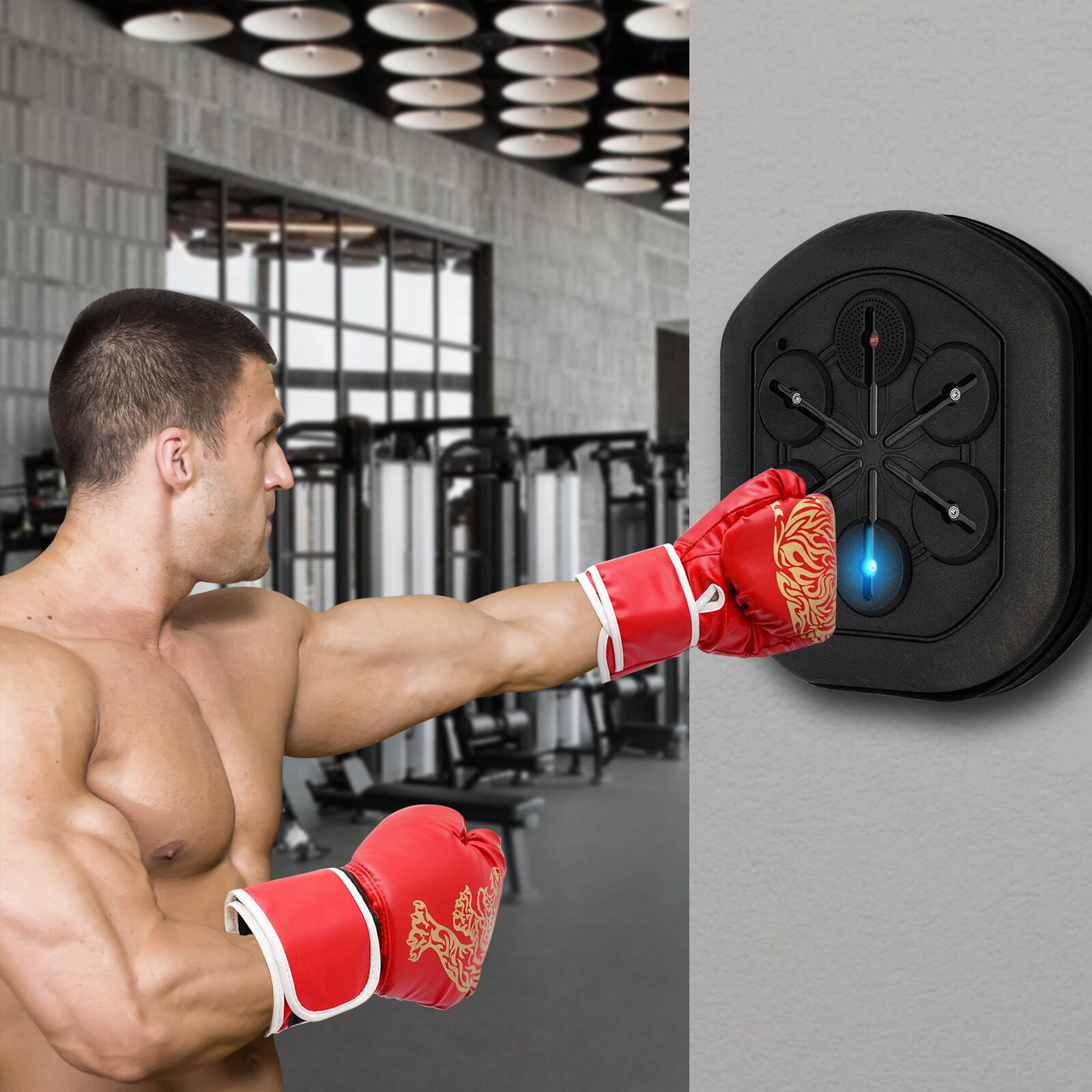 Smart Music Boxing Machine Wall Target LED Lighted Sandbag Relaxing Reaction USA