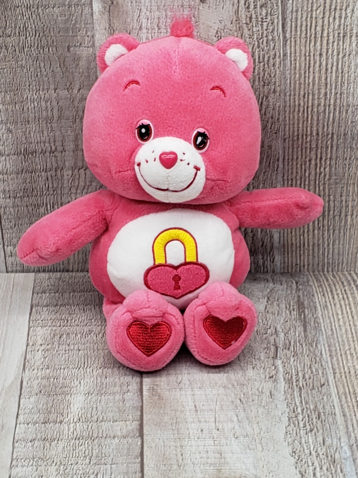 Care Bears SECRET BEAR 10" Plush Heart Lock Bright Pink Vintage Special Edition