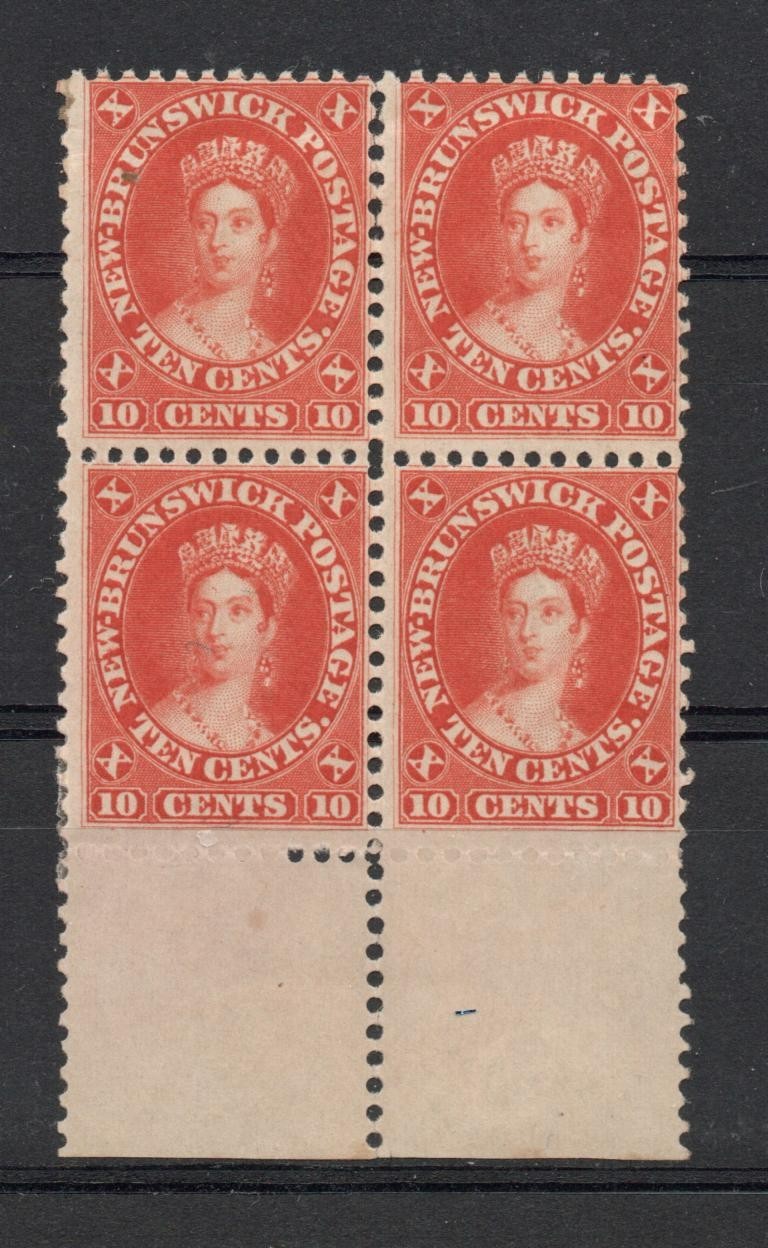 CANADA NEW BRUNSWICK SG 17 1860 10 CENTS BLOCK OF 4 M/M