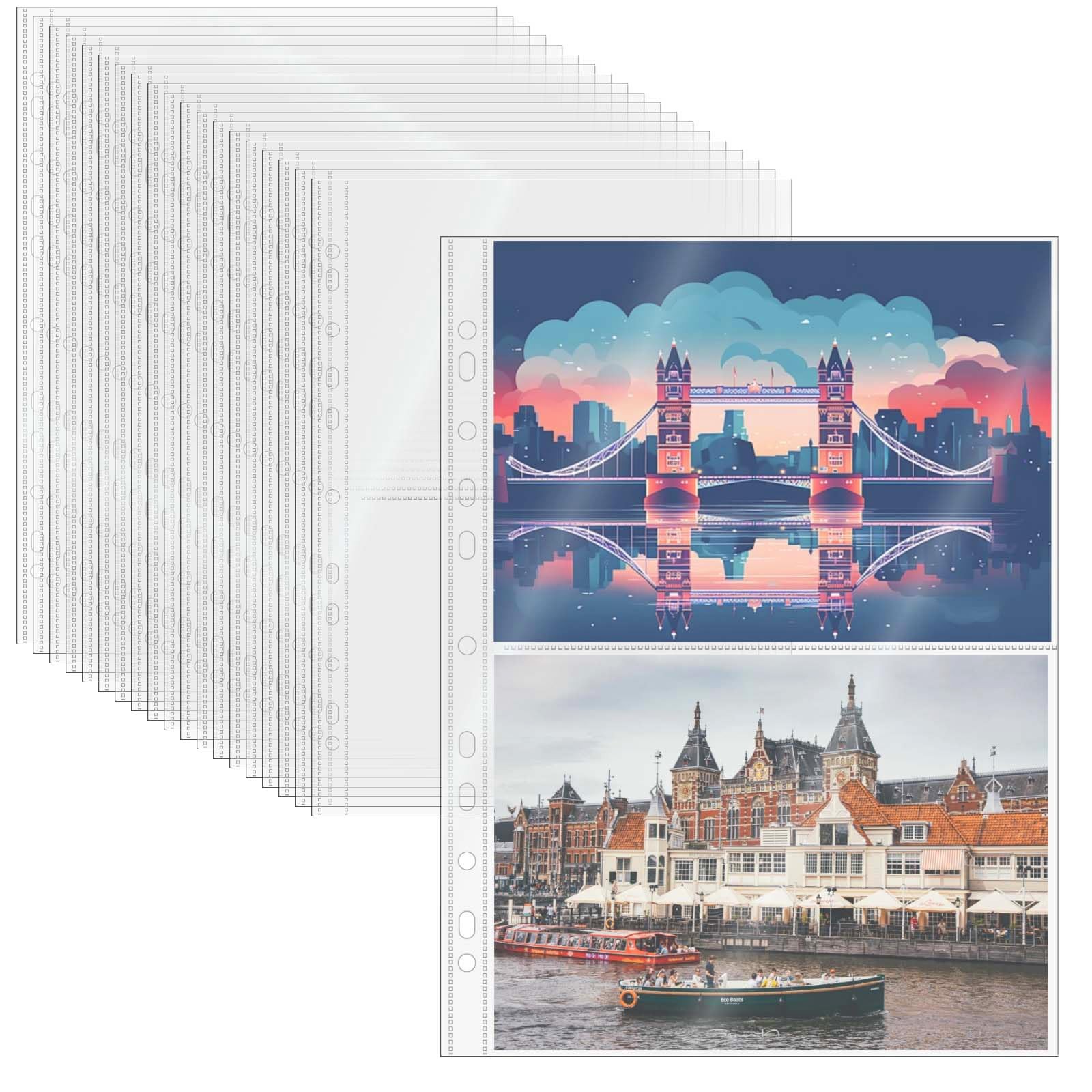 Mogoostry A4 Clear Sheet Protectors 2 Pocket Binder Sleeves Size, 2-pocket 