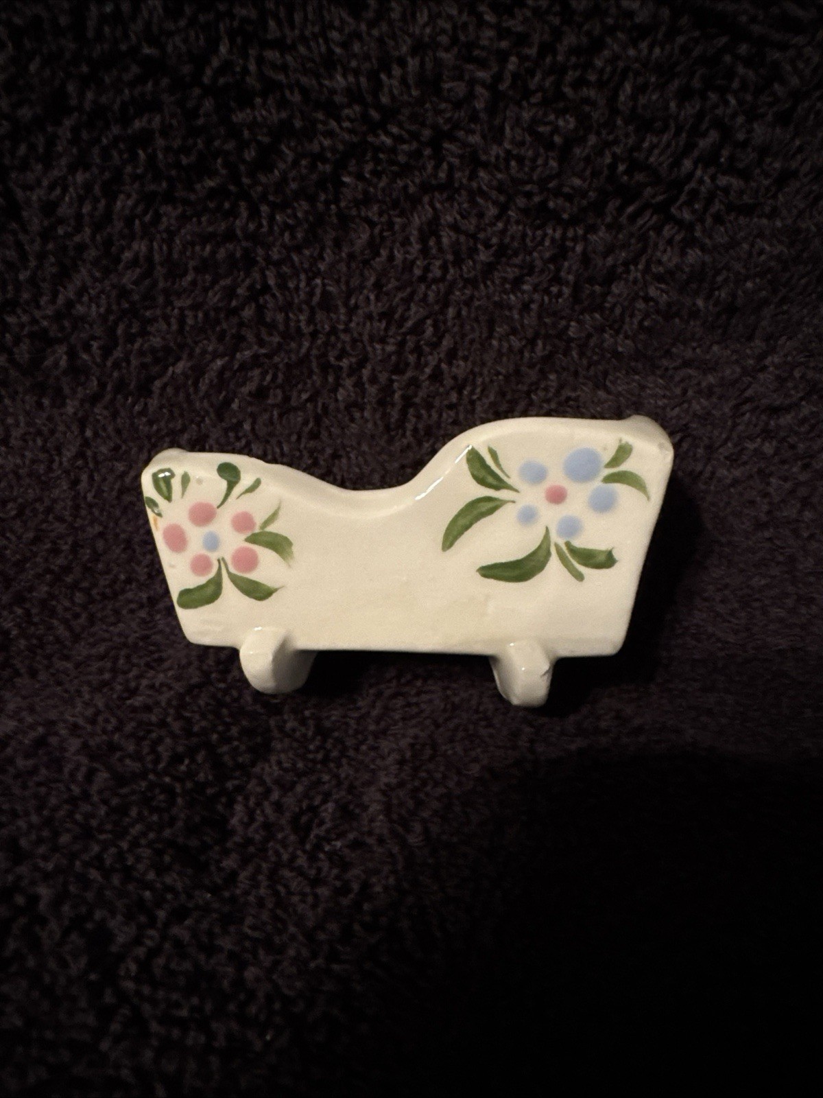 Antique Vintage Ceramic Glazed Baby Cradle