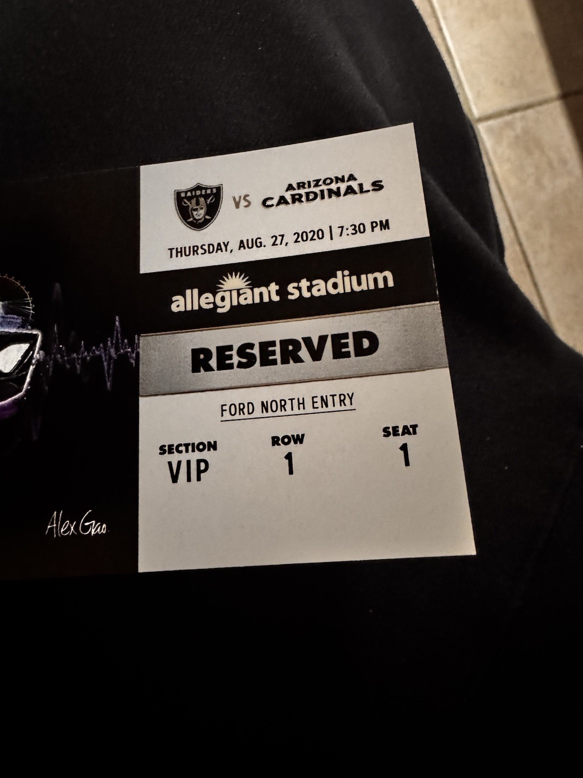 Las Vegas Raiders 2020 Inaugural Season Seat 1 Row 1