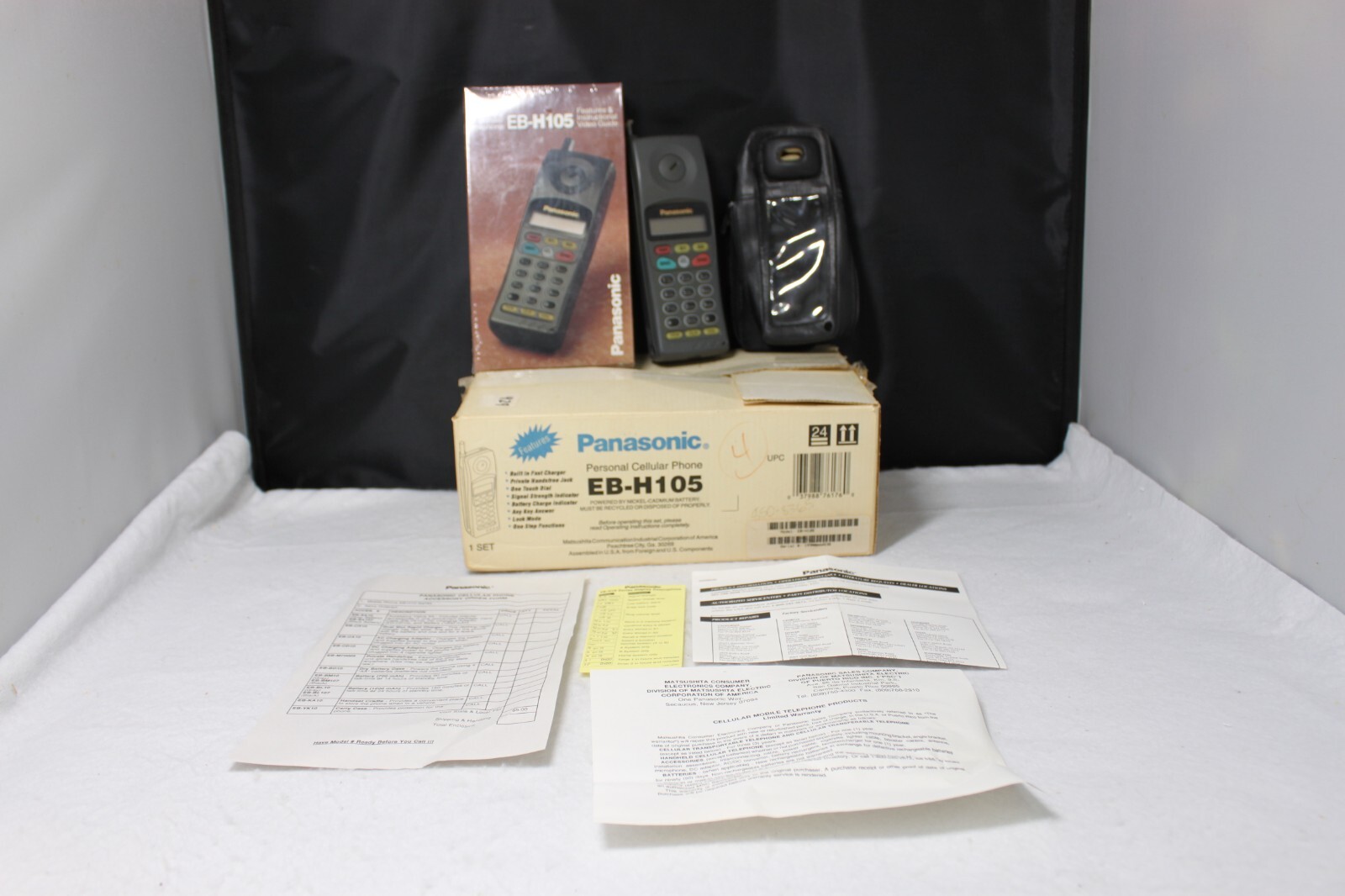 Rare Panasonic EB-H105 Peronal Cellular Phone w/ Original Box, Case & VHS