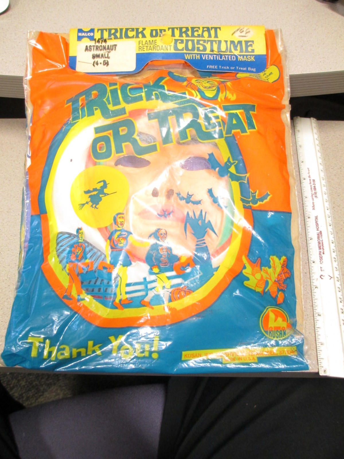halloween mask Halco Kusan SPACE ASTRONAUT unused trick treat bag package 1960s