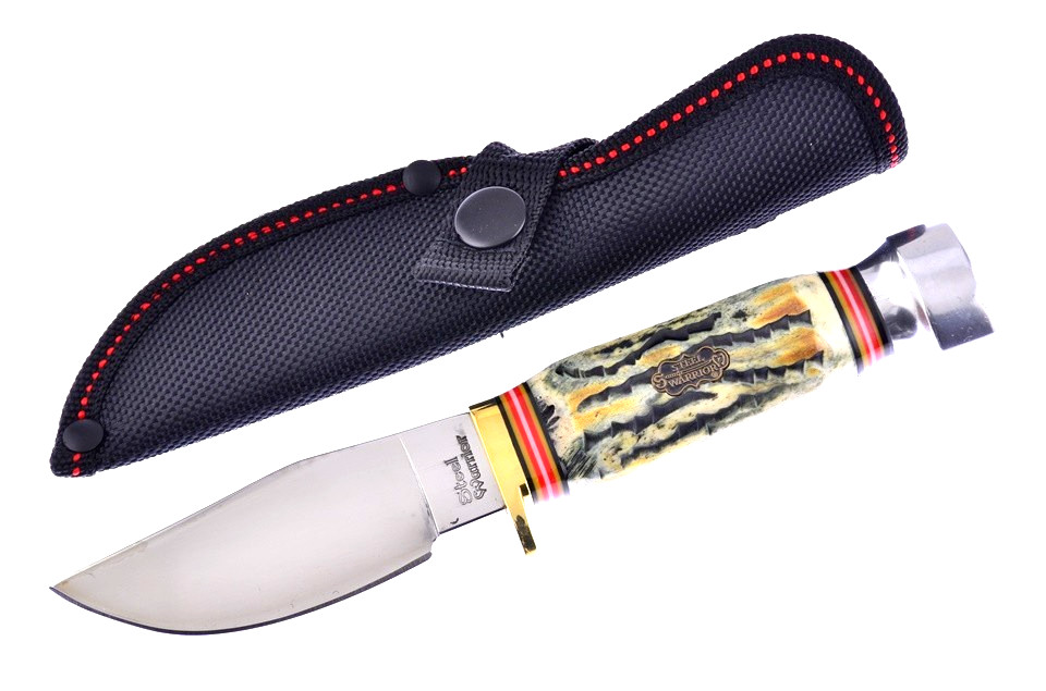 Hunting Buck Skinner Knife Winter Aged Bone Handle 4" Stainless Blade & Sheath