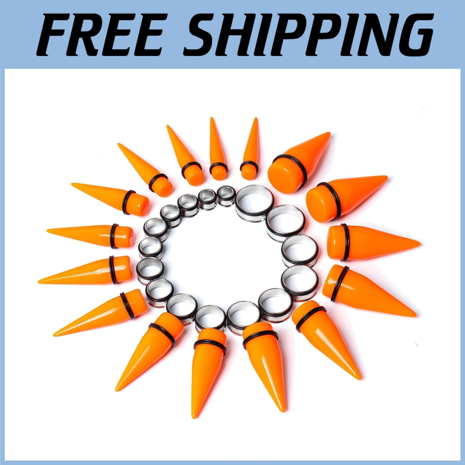 Stainless Steel Ear Taper Kit - 32 PCS 00G-24mm