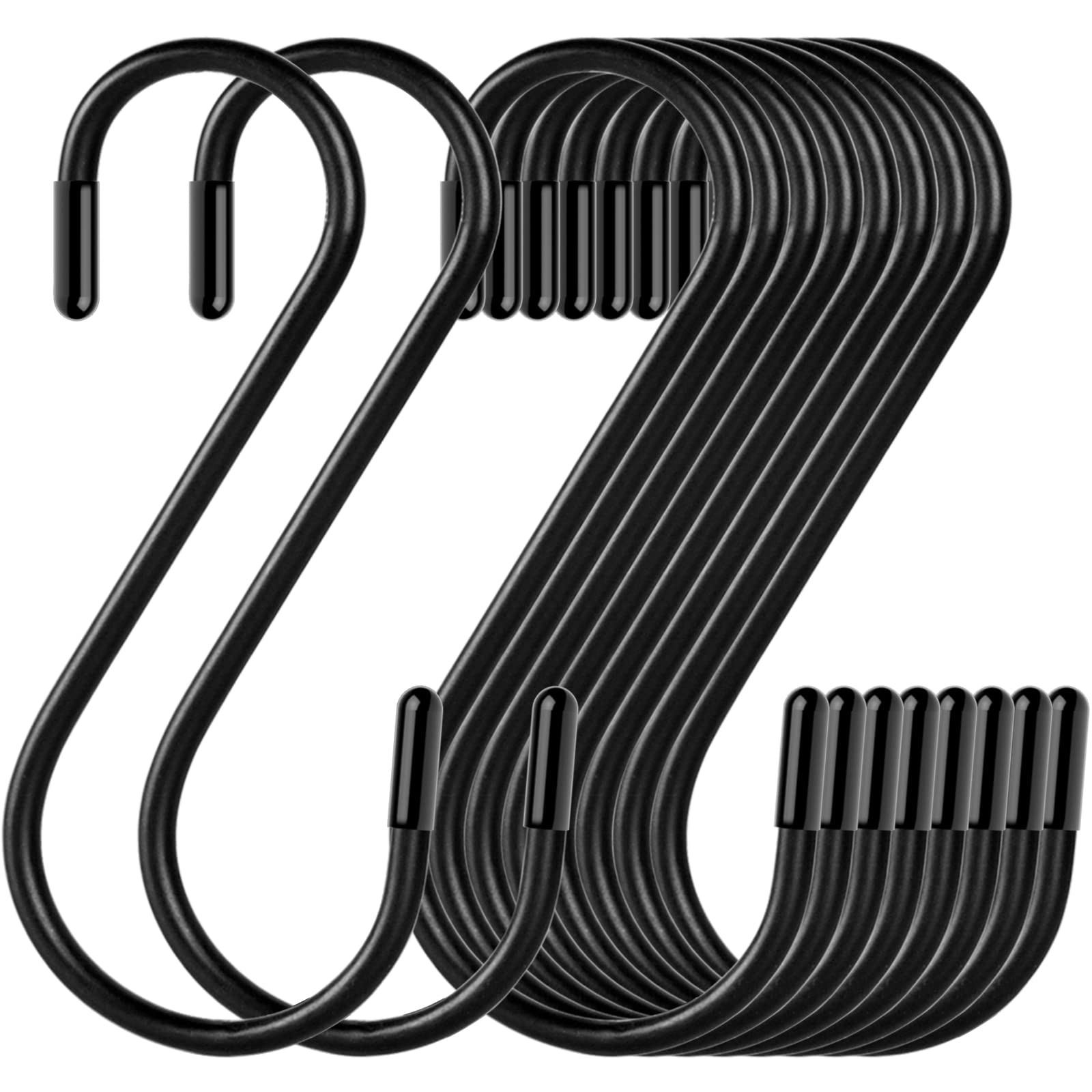 30 Pack S Hooks, 3.54 In Matte Black Heavy Duty Metal S Hooks Can with Stand,...