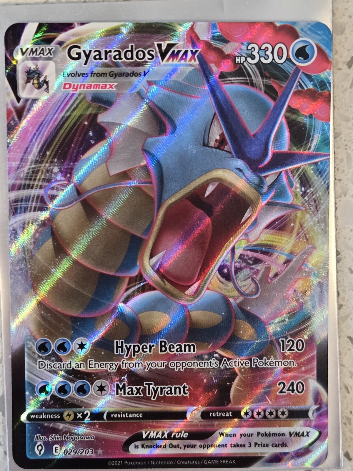 Pokémon Gyarados VMAX TCG Card 29/203 Evolving Skies Ultra Rare Exc