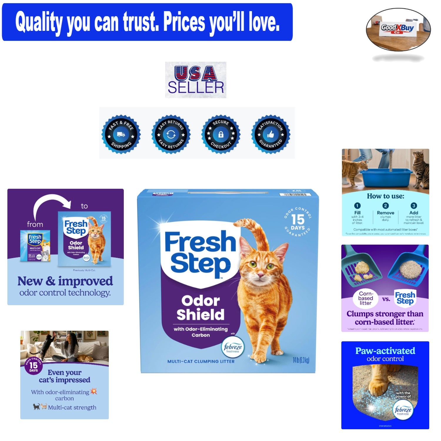 Clumping Cat Litter Multi-Cat Odor Control 14lb with Febreze Freshness