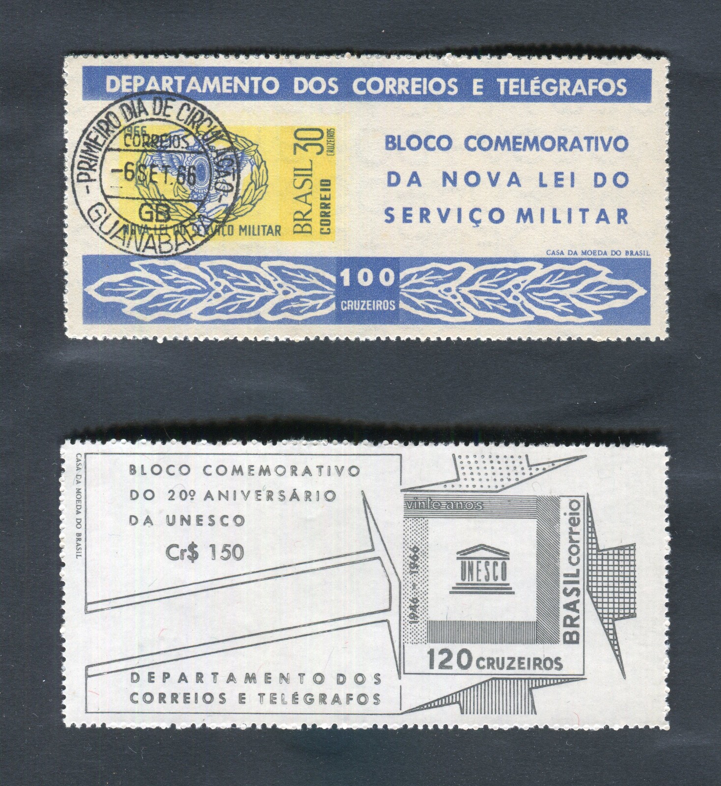Brazil - 1966 - Scott 1023a/1027a - RHM B-18/B-19 - MNH