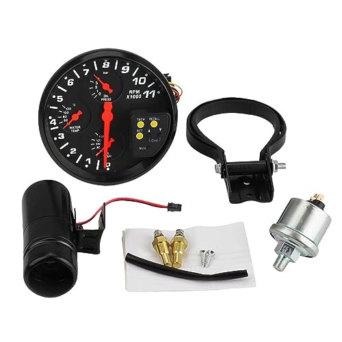  5-Inch Multifunctional Tachometer, Oil Press Water Temp Oil Gauge RPM Meter 
