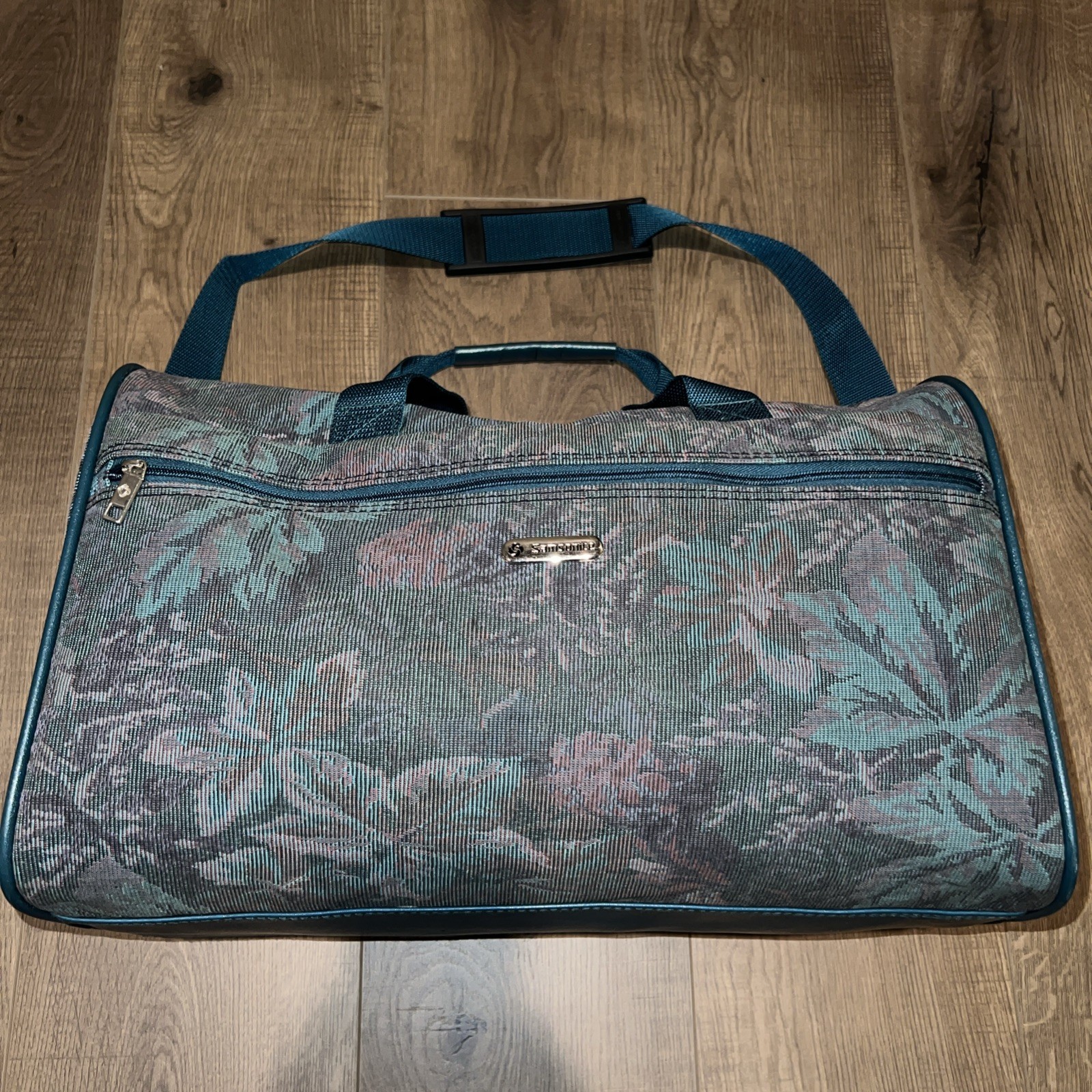 Vintage Samsonite Floral Leaf Tapestry Duffel Overnight Travel Bag Gym Bag