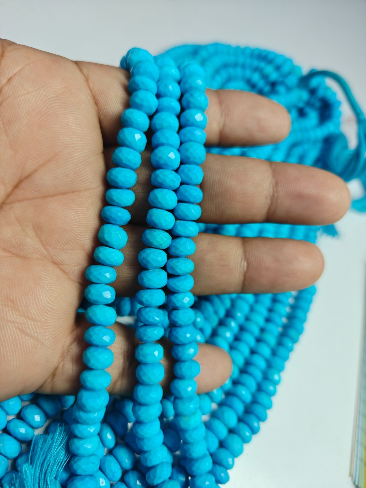 Turquoise  Rondelle Faceted 8 Mm  BEADS 7" Strand