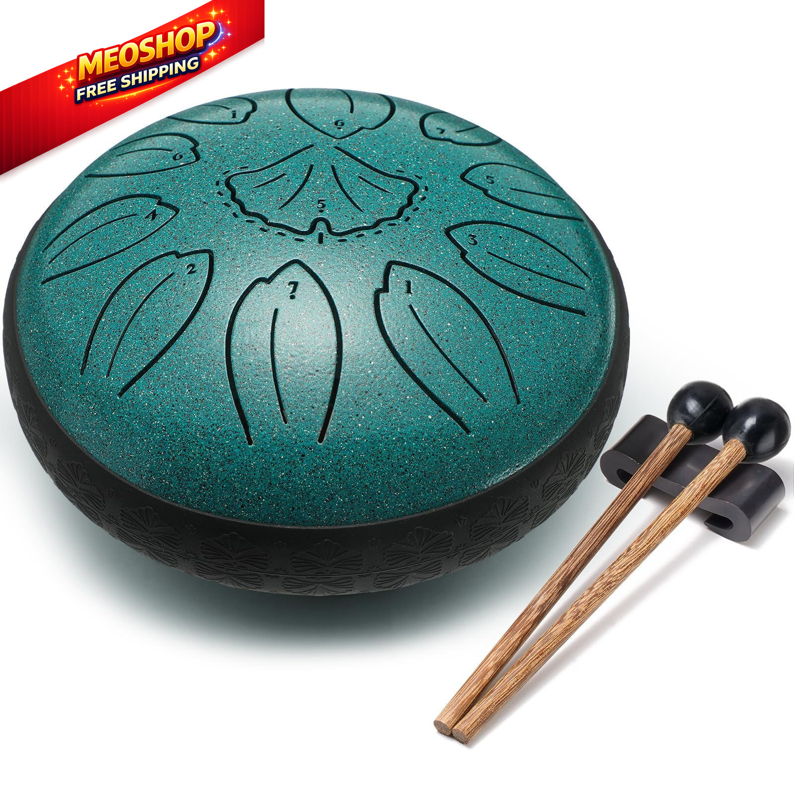 Lronbird Steel Tongue Drum Percussion, 6 Inch 11 6 11 Notes, malachite 