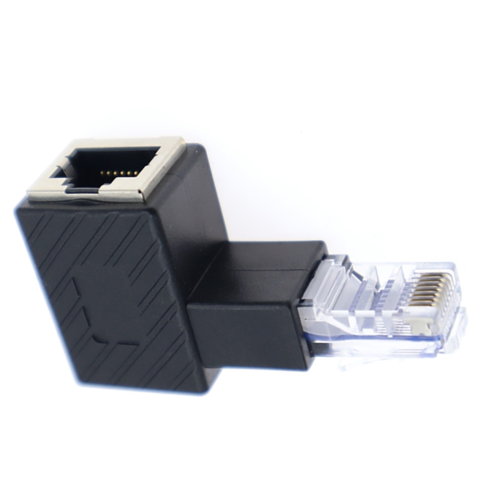 90 Degree Up Angle RJ45 Male to Female Adapter Network Extension Connector