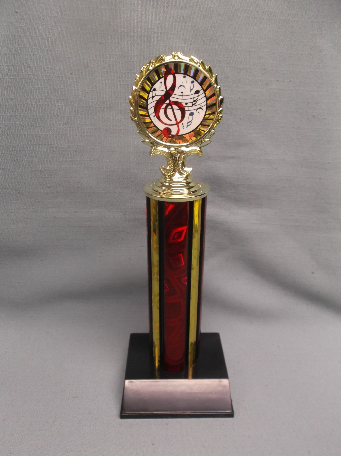 music note insert trophy red column black base award