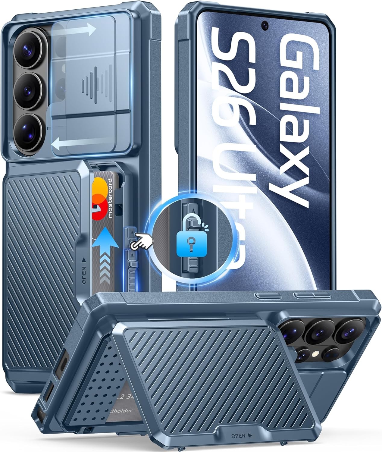 Samsung Galaxy S26 Ultra Case with Card Holder & Slide Camera Cover, Dragonfly B