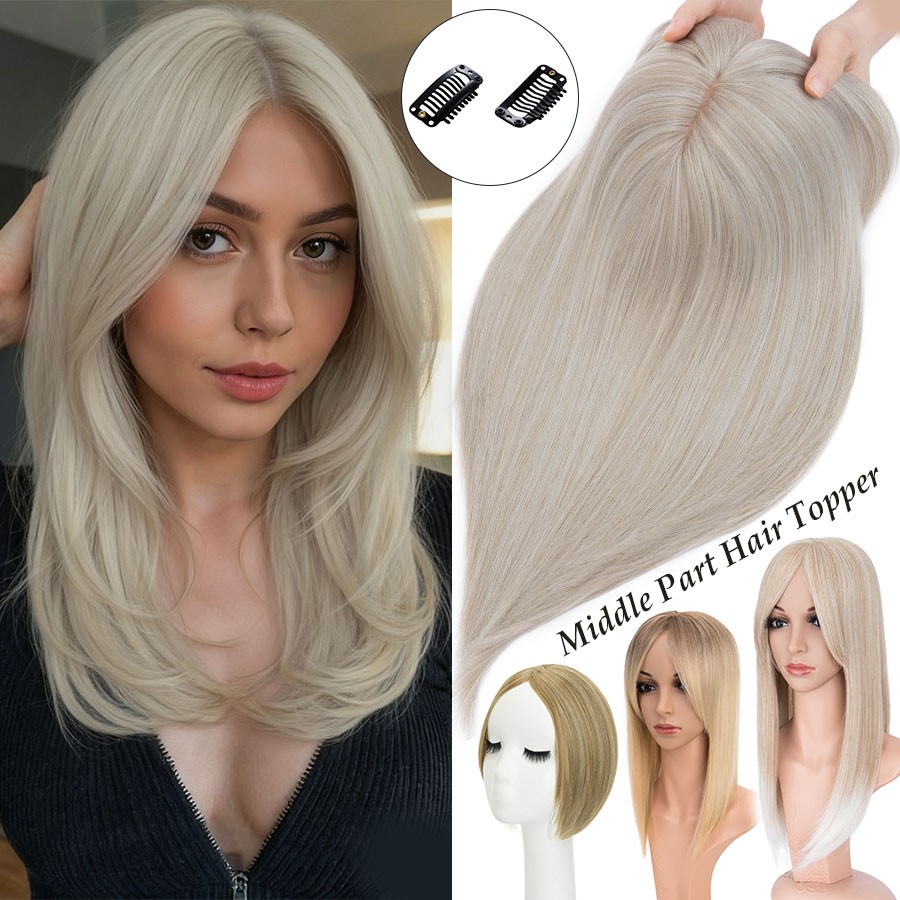 Lady Straigt Hairpiece Real as Human Hair Topper Extensions Clip In Bangs Toupee