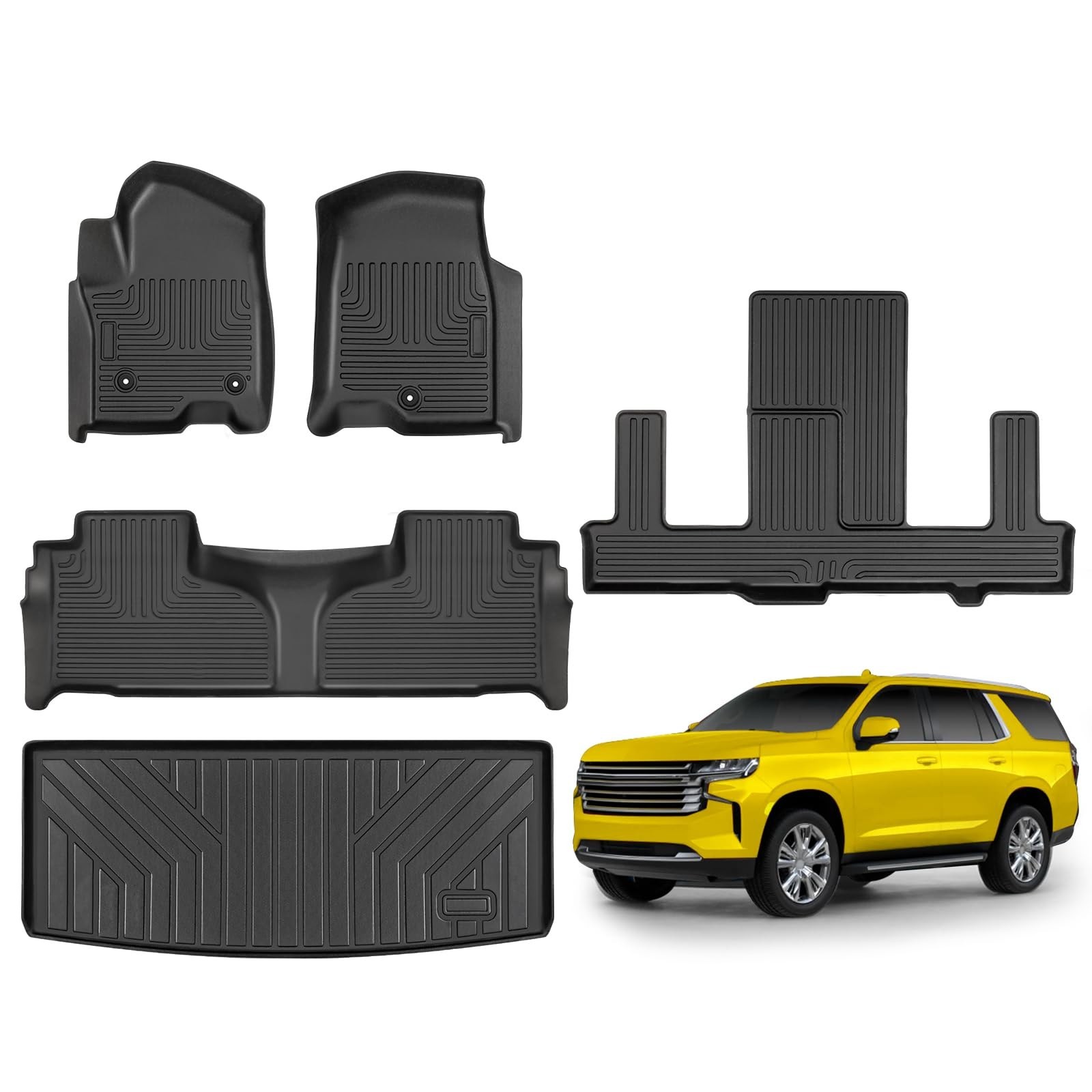 Floor Mats for Chevrolet Tahoe/GMC Yukon 7 Seater 2025-2021 - 4Pcs All Weathe...
