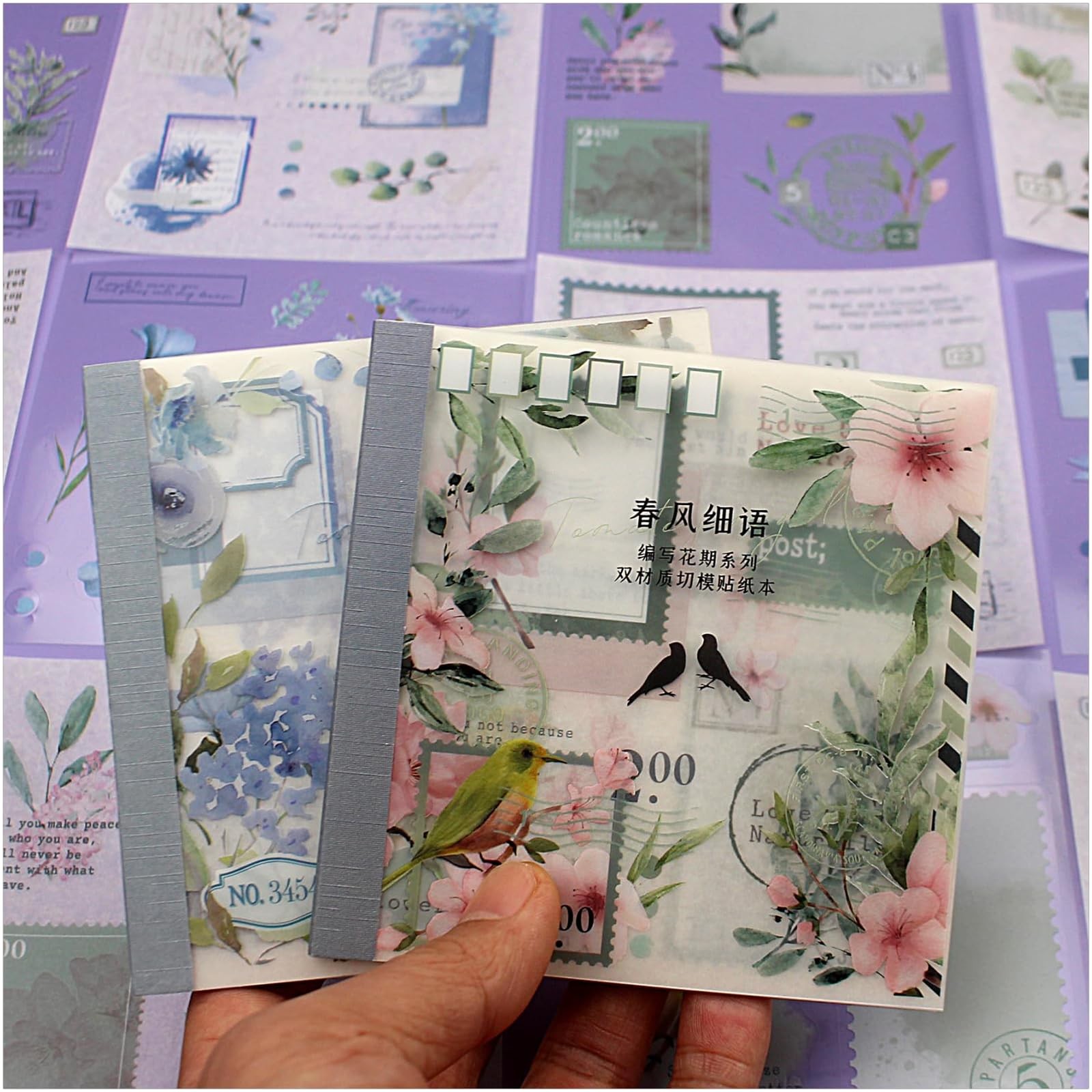 Dwpetzo 40 Sheets Vintage Washi & PET Stickers Book for Adult Journaling