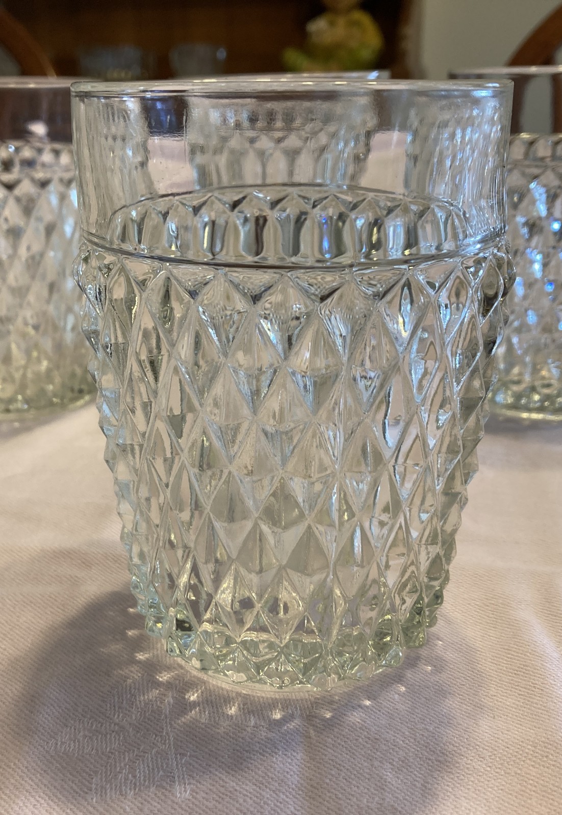 Indiana DIAMOND POINT Heavy Tumbler Clear Pressed Glass 12 oz Goth