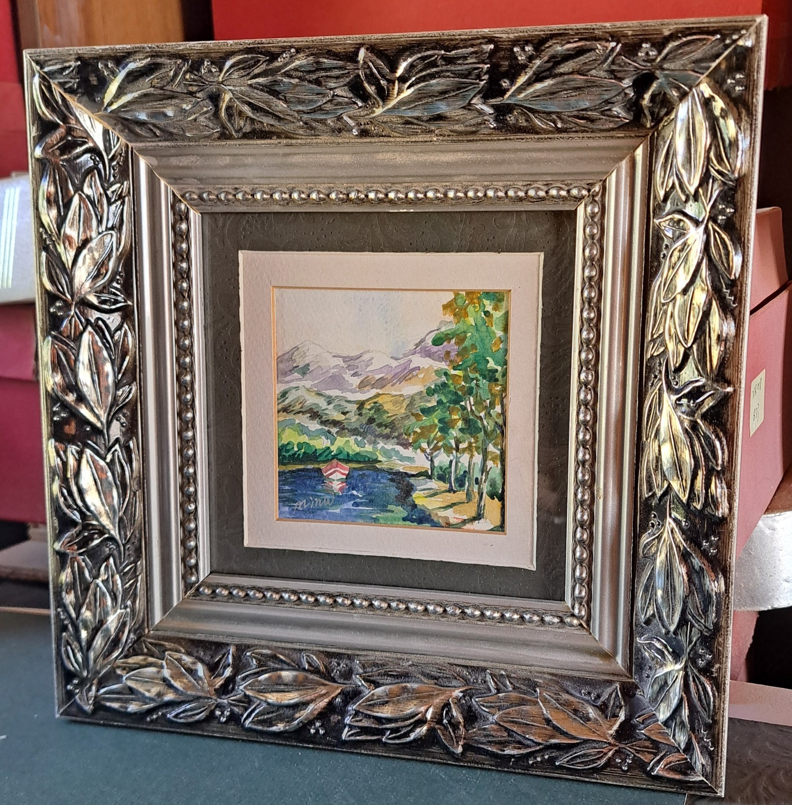 Fine Art, signed original Chinese Brush painting, framed "Tree Lined"