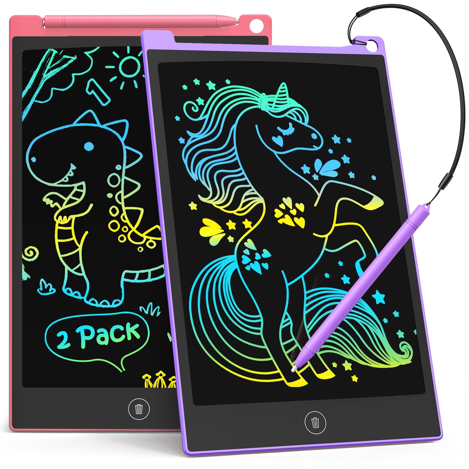 2 Pack 10 Inch LCD Writing , Colorful Doodle Board Electronic Drawing Pads, K...