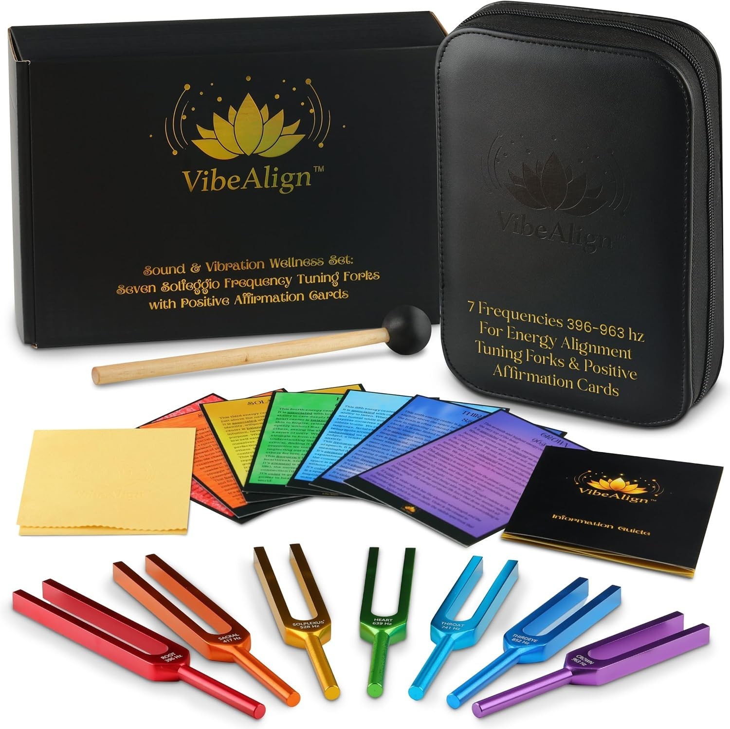 Tuning Forks Set- Sound Healing Vibration & Frequency Wellness with Positive Aff