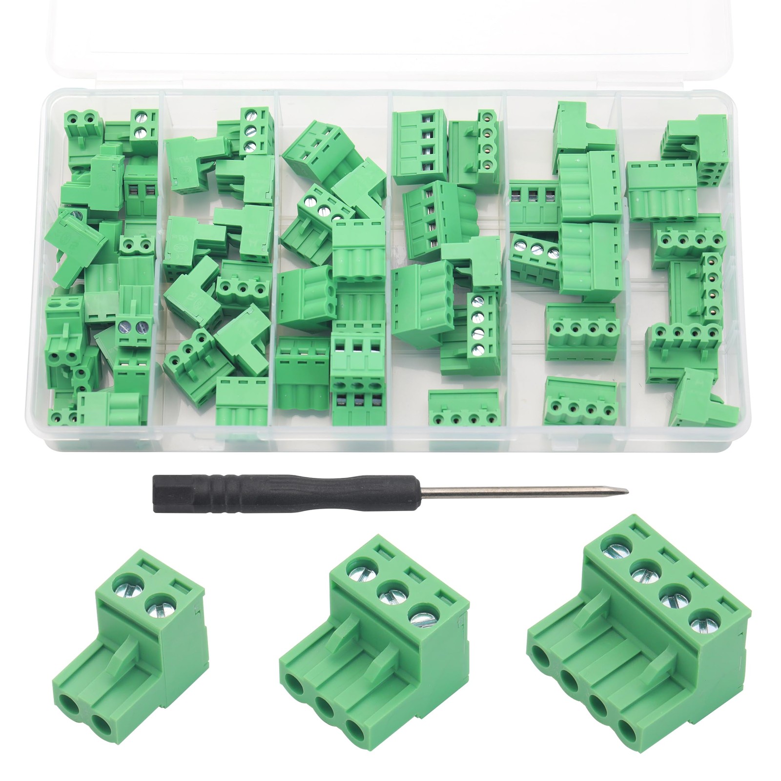60 Pcs 5.08mm Pitch Pluggable PCB Mount Screw Terminal Block Connector, 2P 3P...