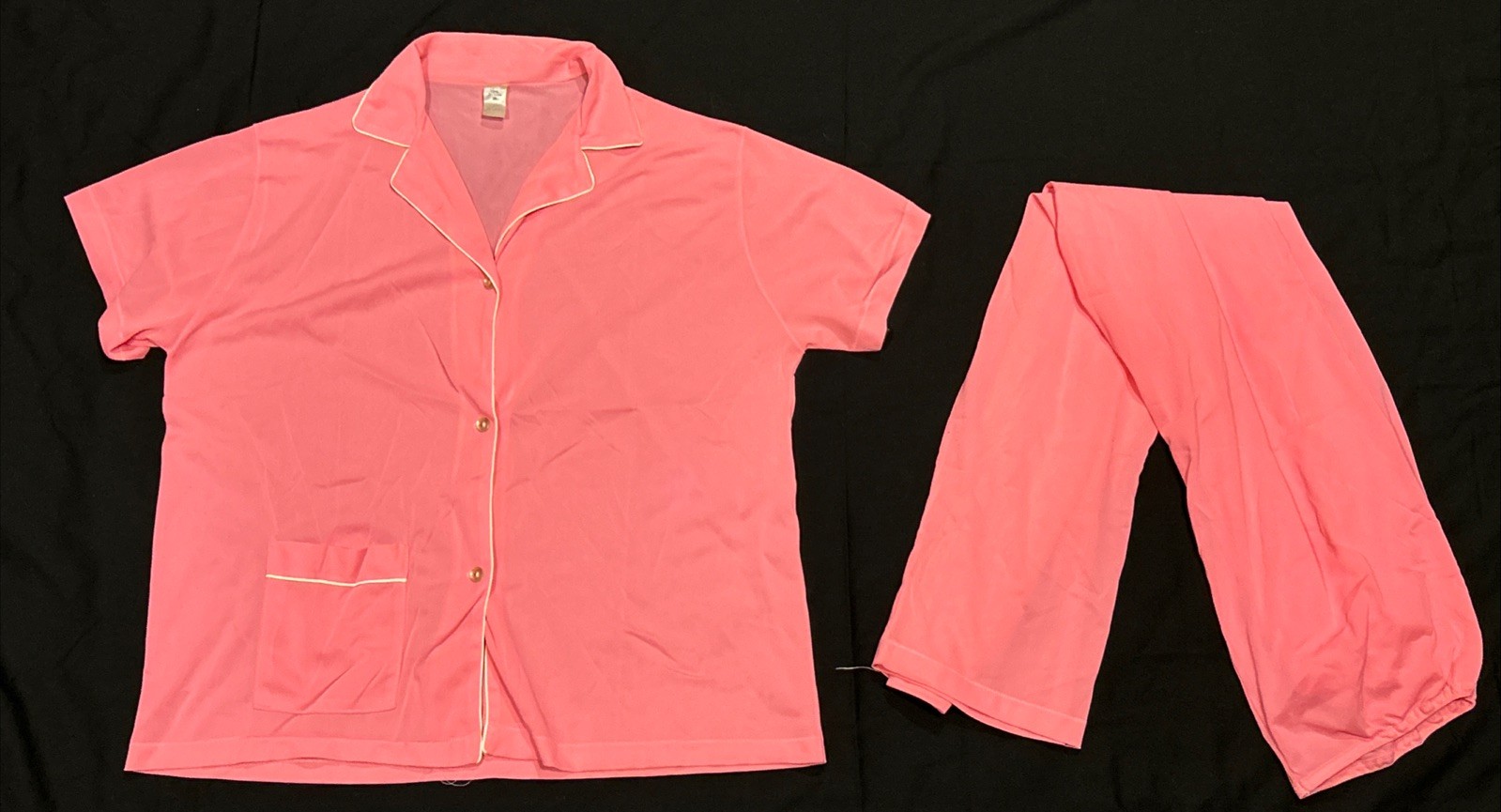 VTG. Unbranded WOMEN'S NYLON PAJAMA SET PINK SIZE 36 Sheer A24